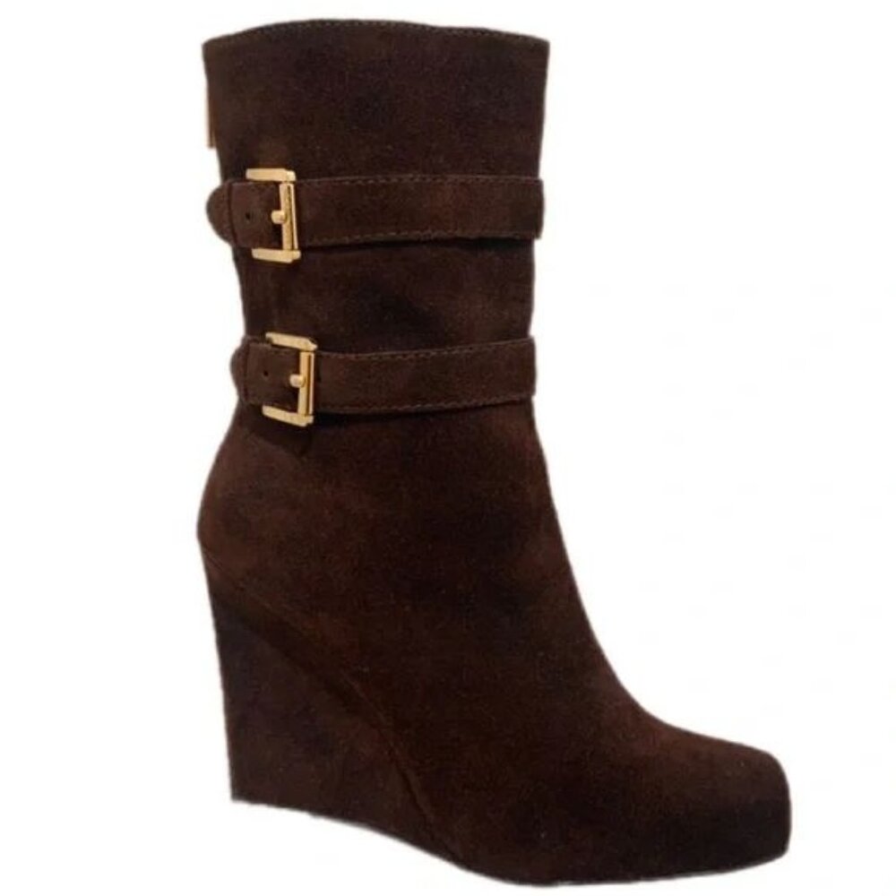 Michael Kors - Parker Brown Suede Leather Wedge Bootie; Size 8